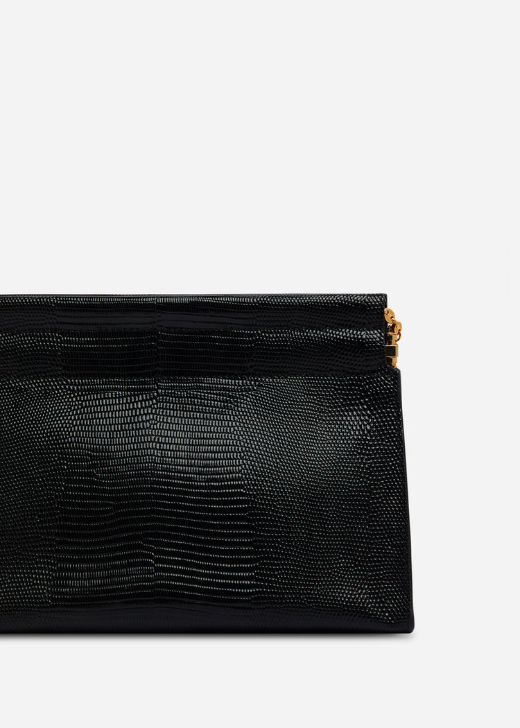 Small Leather Clutch with Chain - Black, image 2 of 6