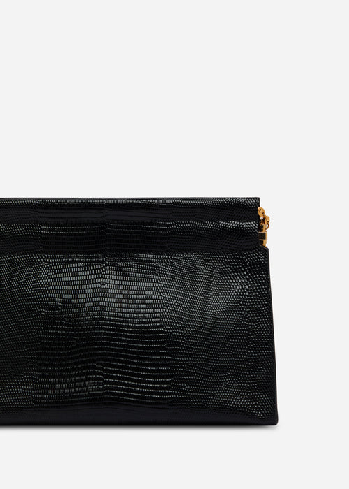 Small Leather Clutch with Chain - Black, image 2 of 6