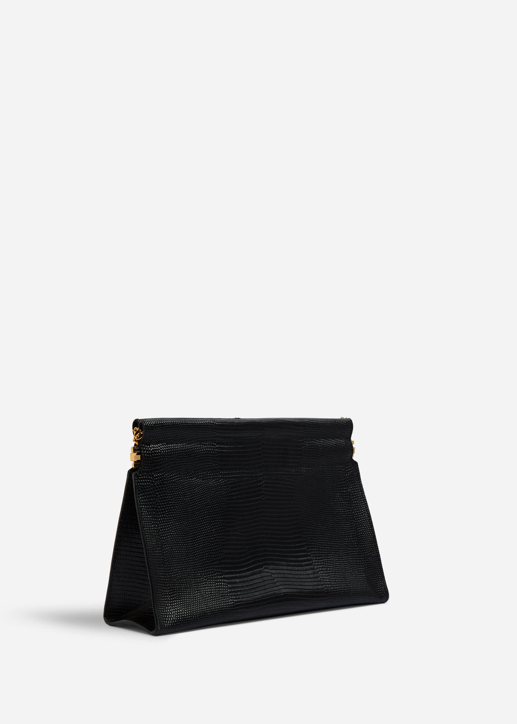 Small Leather Clutch with Chain - Black - CO