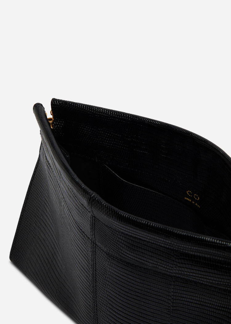 Small Leather Clutch with Chain - Black, image 4 of 6