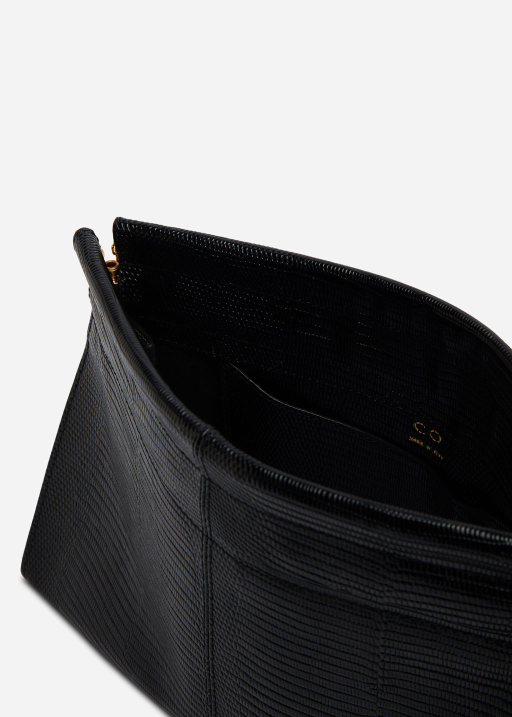 Small Leather Clutch with Chain - Black - CO
