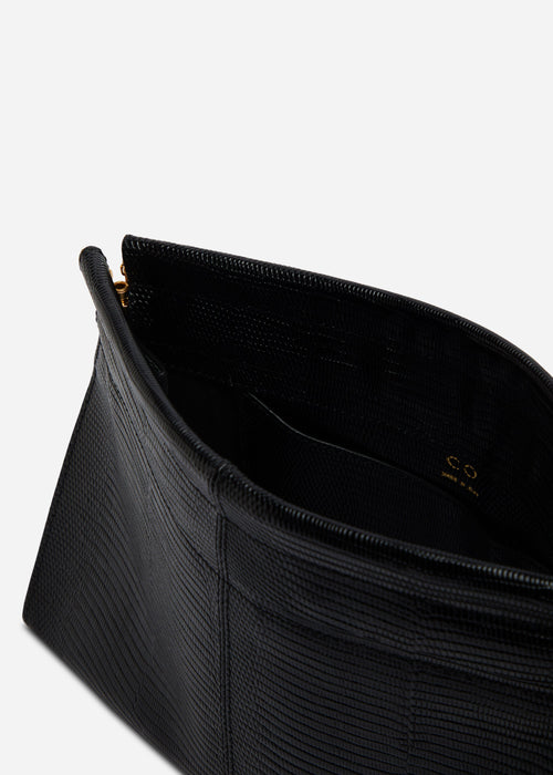 Small Leather Clutch with Chain - Black, image 4 of 6