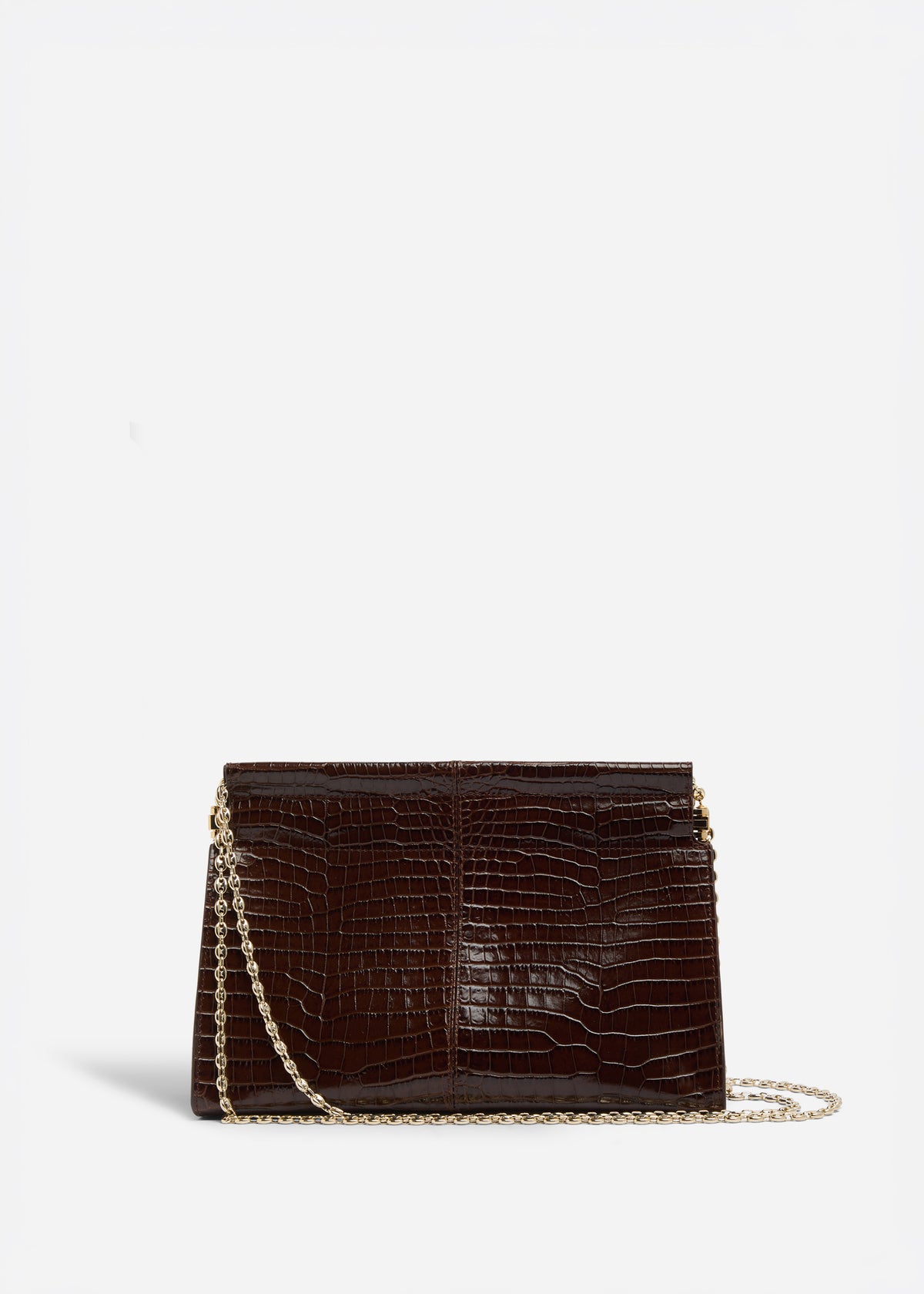 Small Leather Clutch with Chain - Brown, image 1 of 5