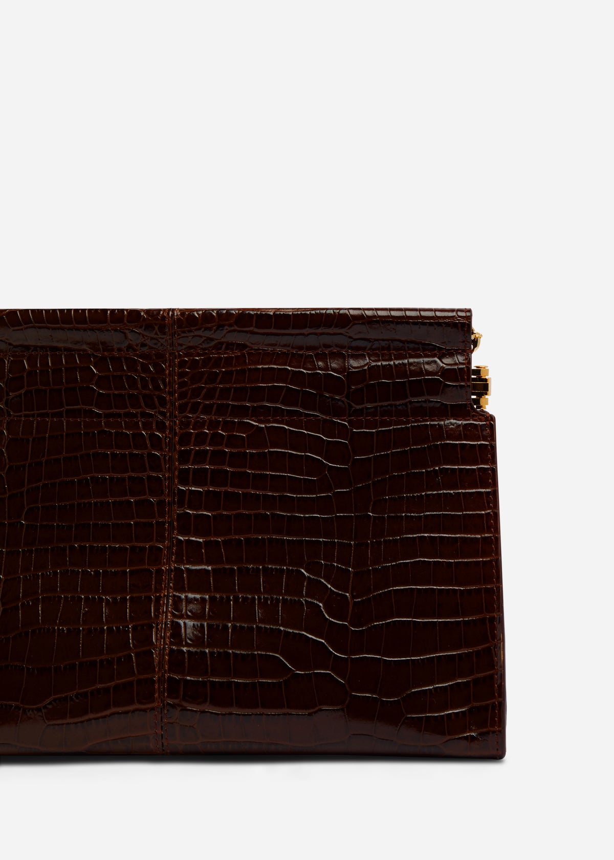 Small Leather Clutch with Chain - Brown, image 2 of 5