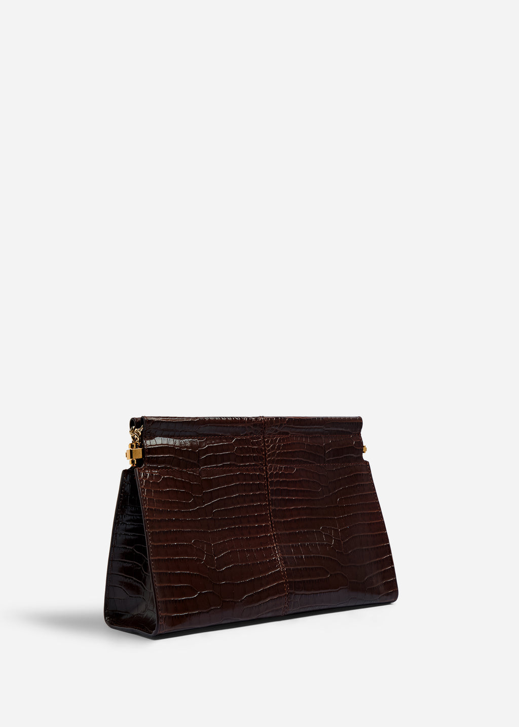 Small Leather Clutch with Chain - Brown - CO