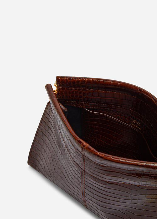 Small Leather Clutch with Chain - Brown, image 4 of 5