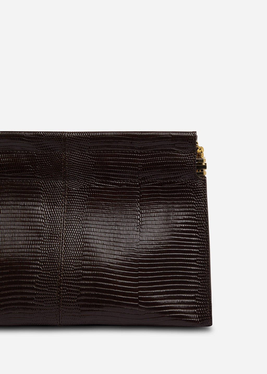 Small Leather Clutch with Chain - Espresso - CO