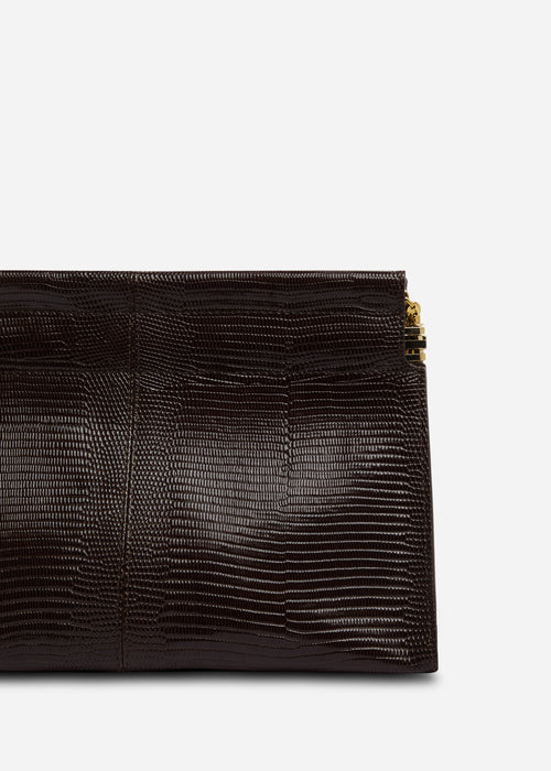Small Leather Clutch with Chain - Espresso, image 2 of 5