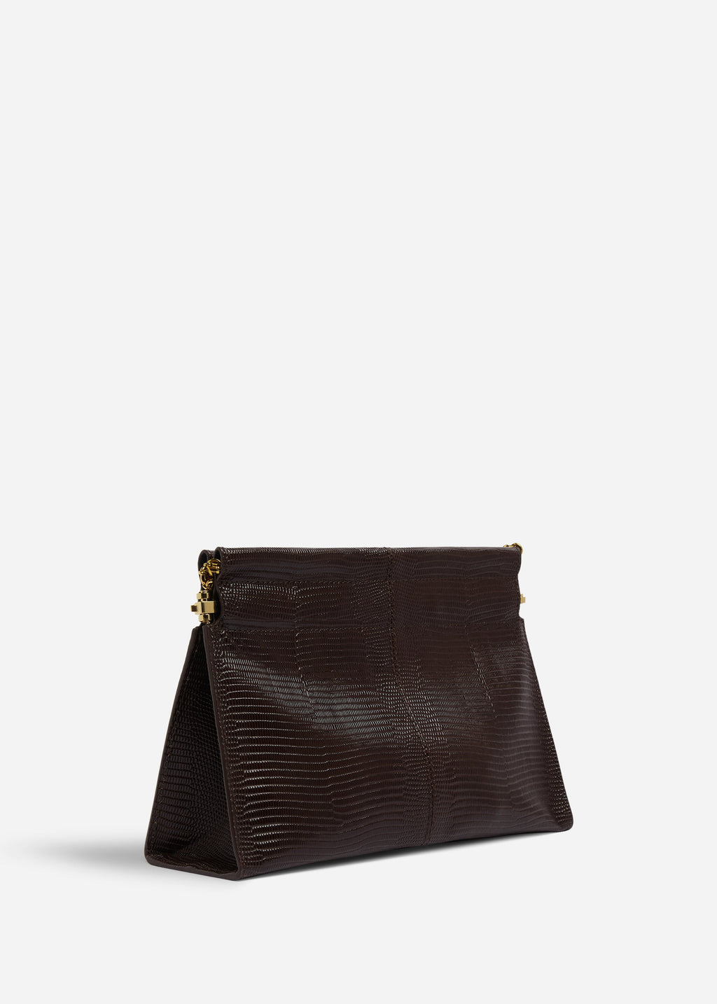 Small Leather Clutch with Chain - Espresso - CO