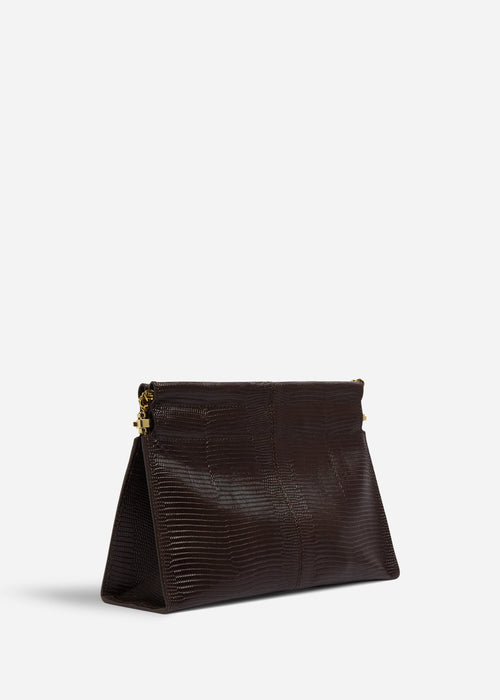 Small Leather Clutch with Chain - Espresso, image 3 of 5