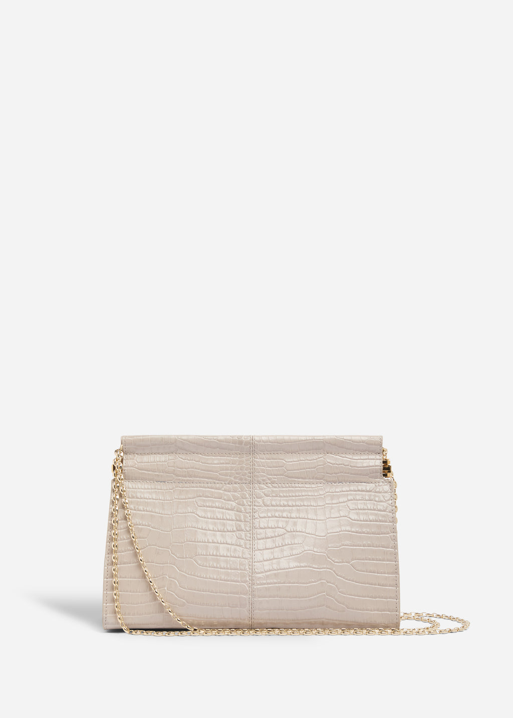 Small Leather Clutch with Chain - Grey - CO