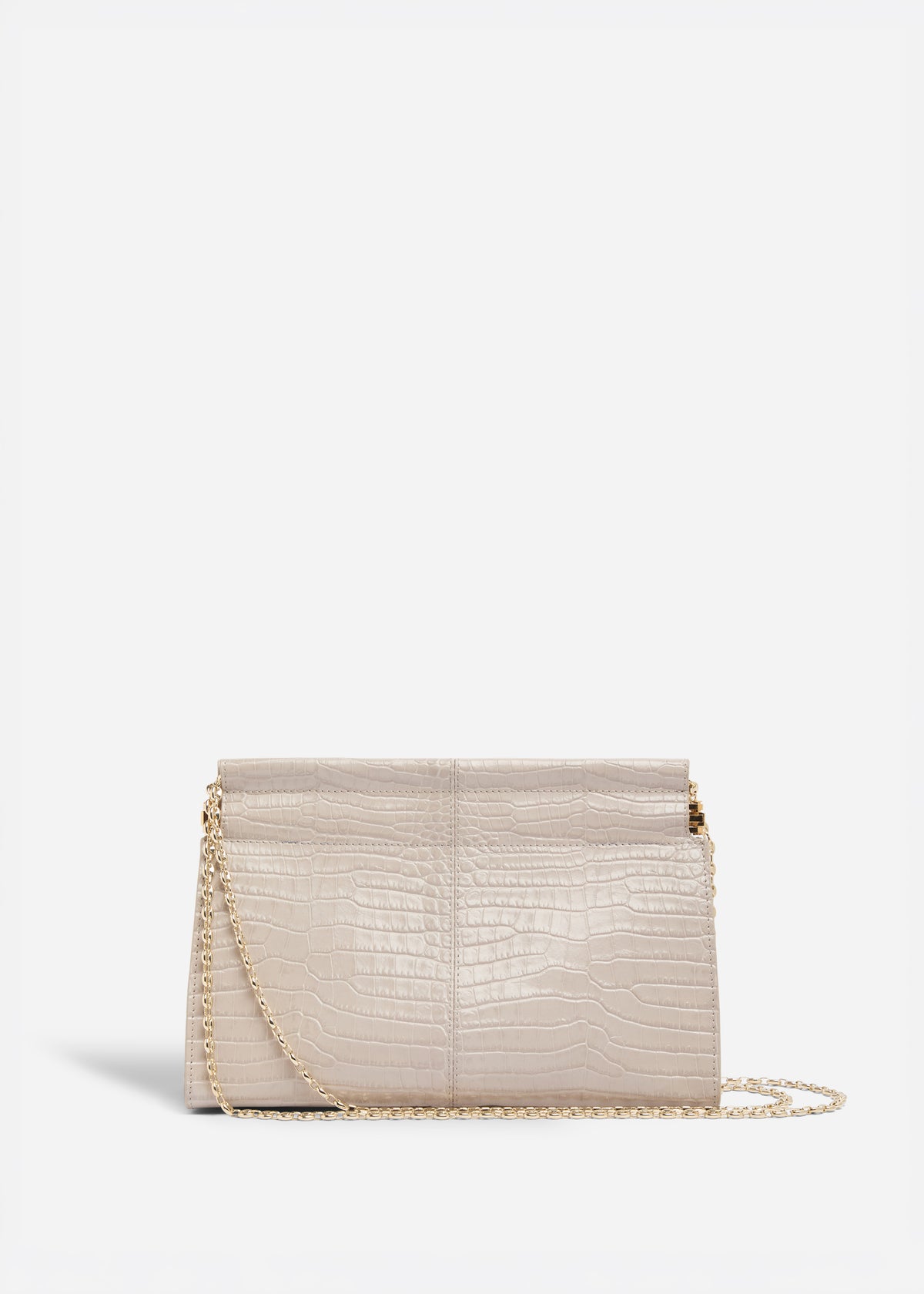 Small Leather Clutch with Chain - Grey, image 1 of 5