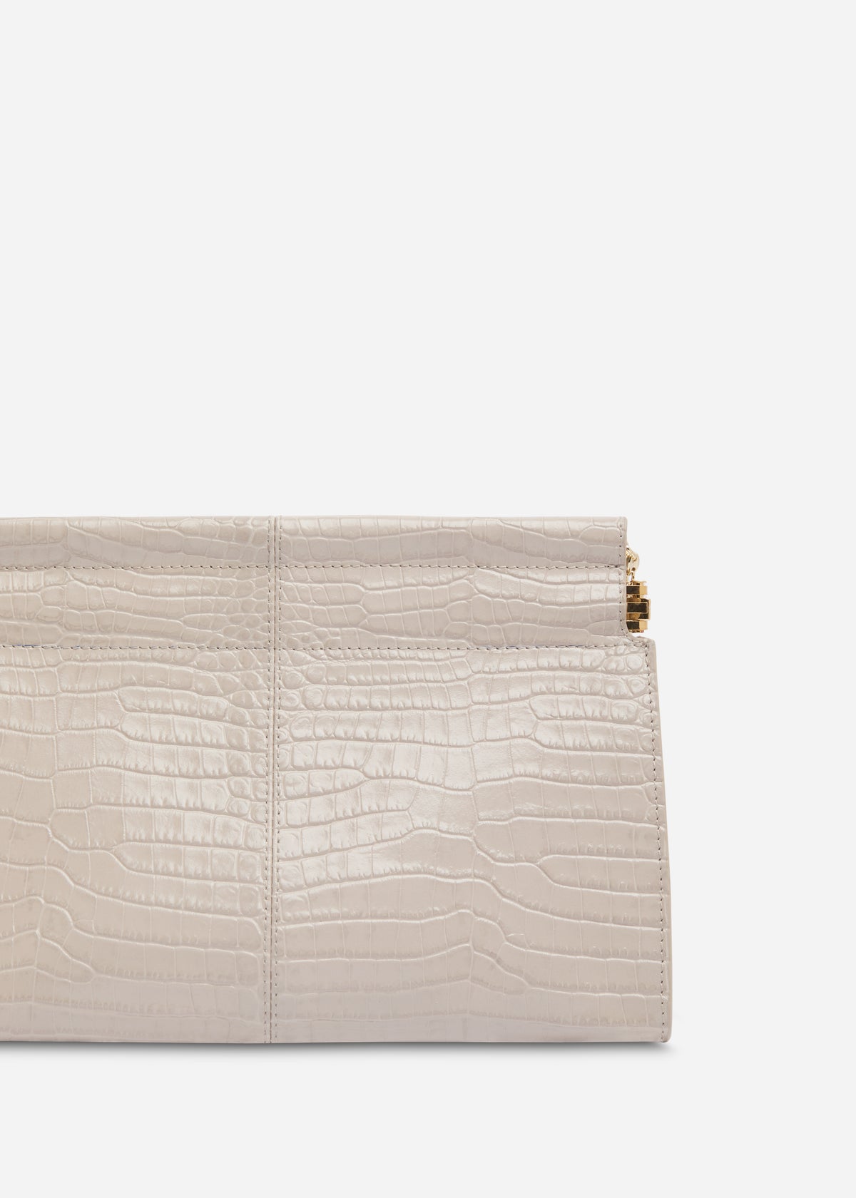 Small Leather Clutch with Chain - Grey, image 2 of 5
