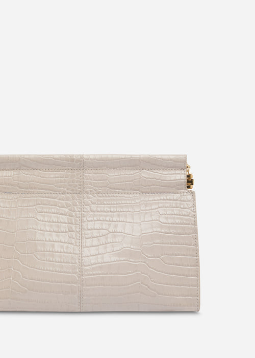 Small Leather Clutch with Chain - Grey, image 2 of 5