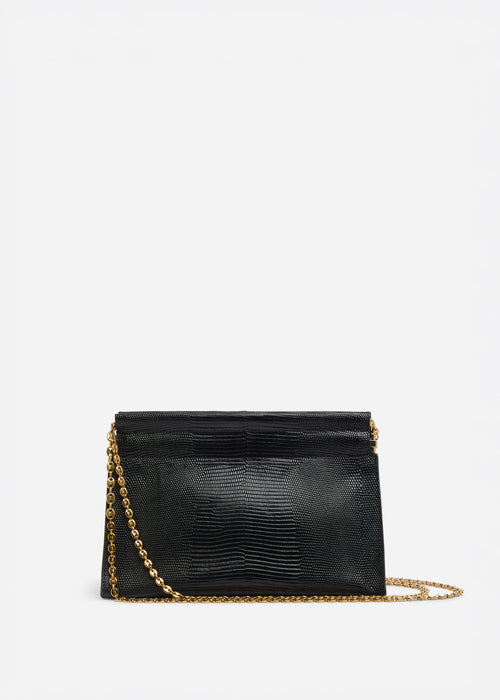 Small Leather Clutch with Chain - Black, image 1 of 6