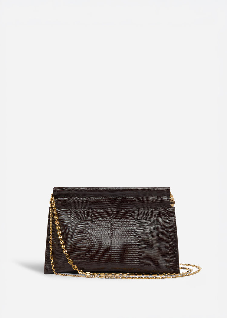 Small Leather Clutch with Chain - Espresso, image 1 of 5