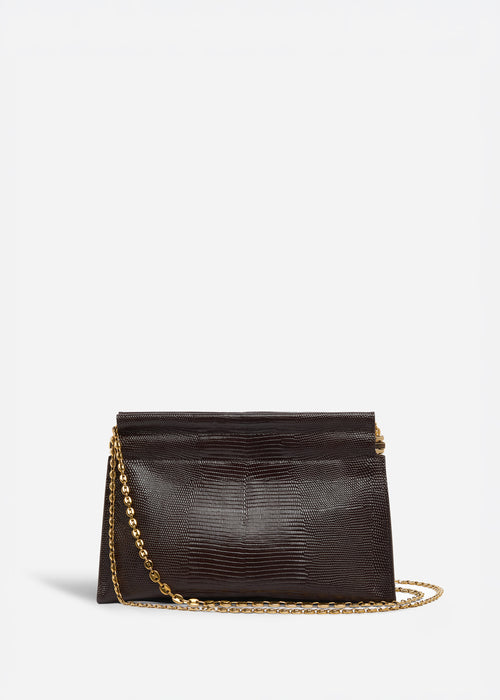Small Leather Clutch with Chain - Espresso, image 1 of 5