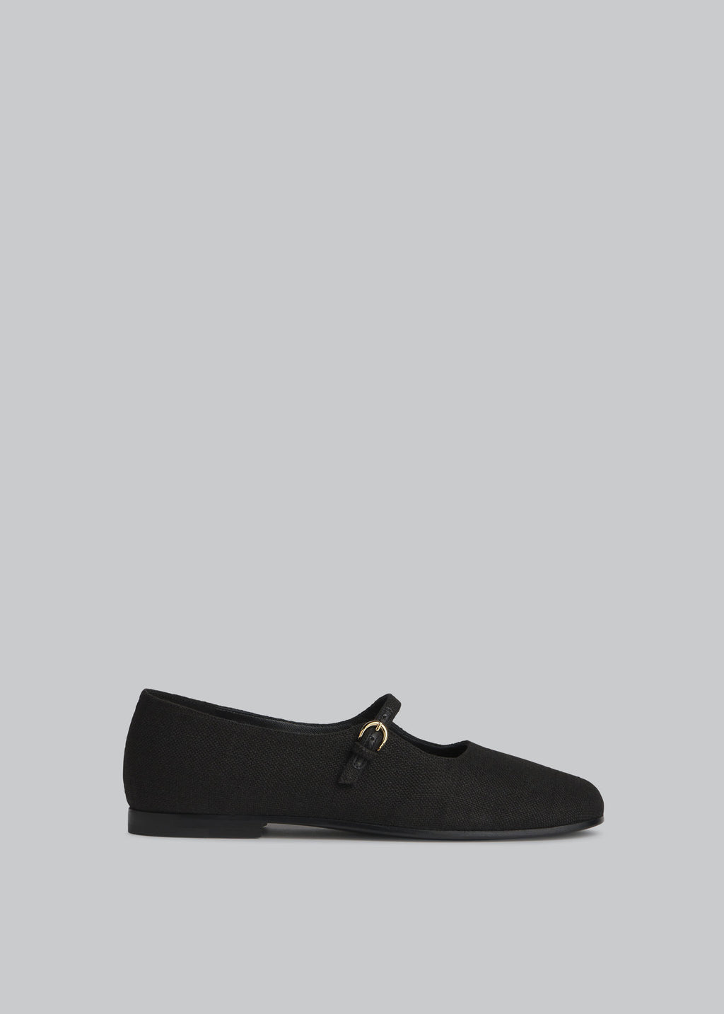 Square Toe Mary Jane in Cotton Canvas - Black - CO