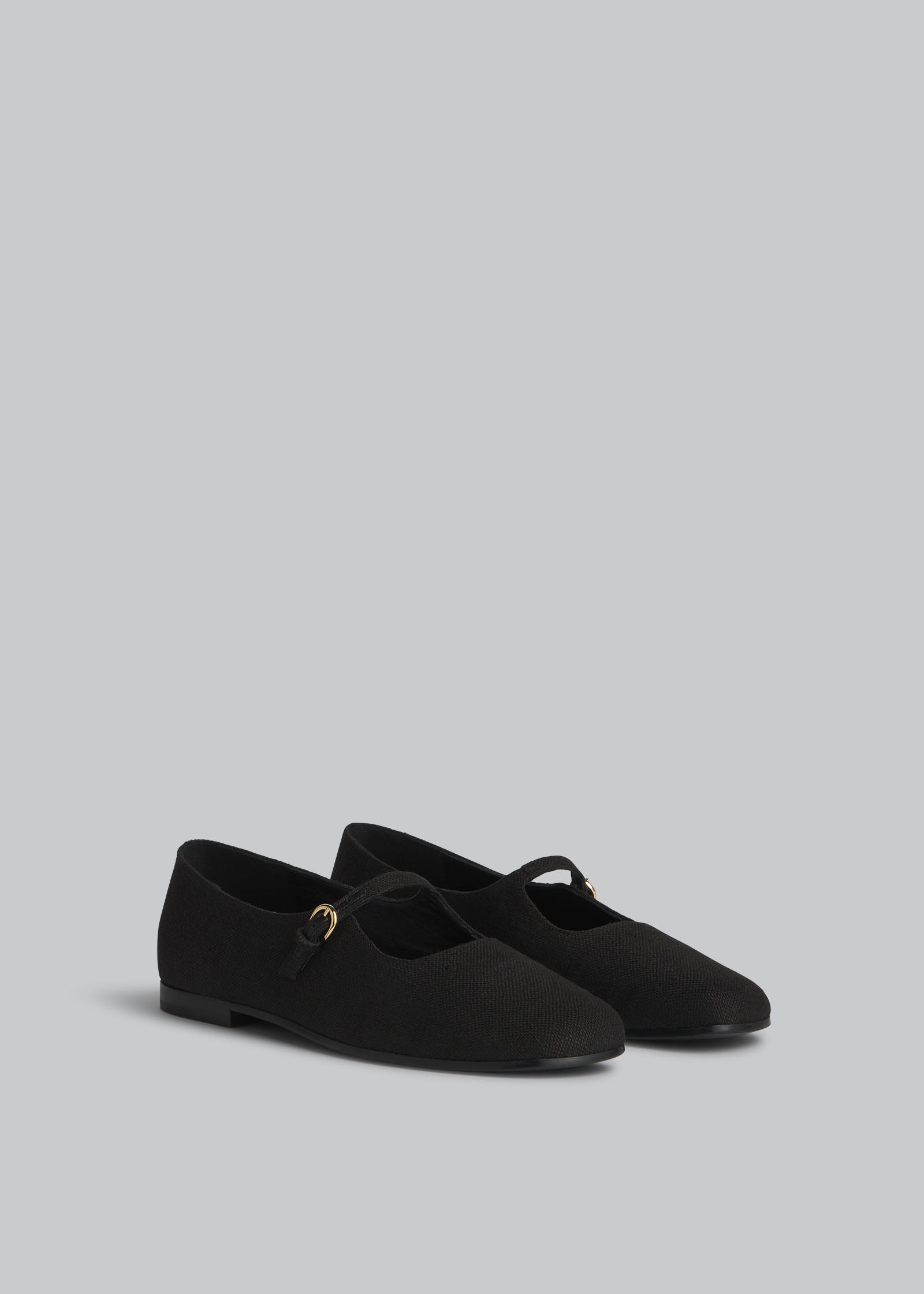 Square Toe Mary Jane in Cotton Canvas - Black