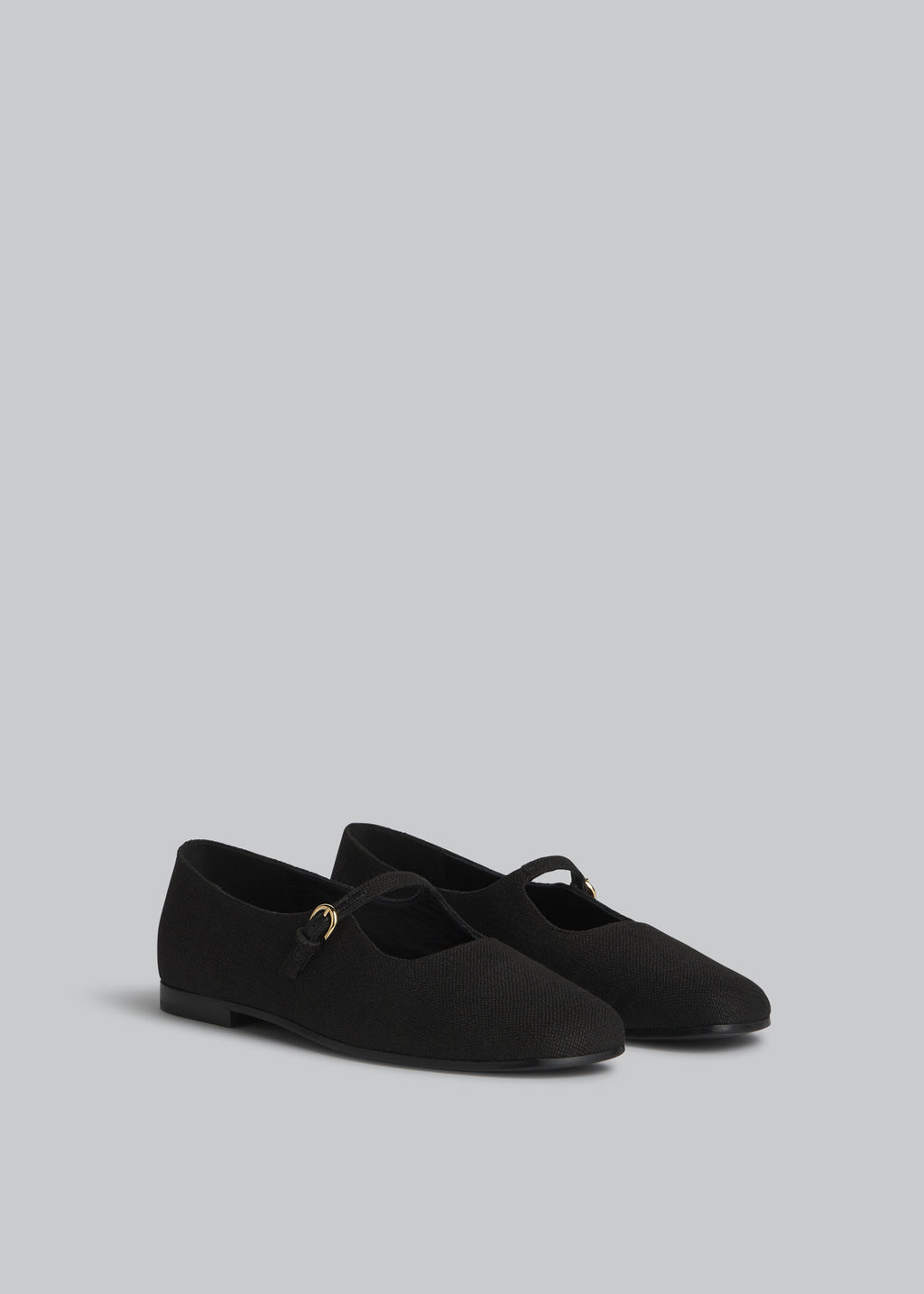 Square Toe Mary Jane in Cotton Canvas - Black - CO