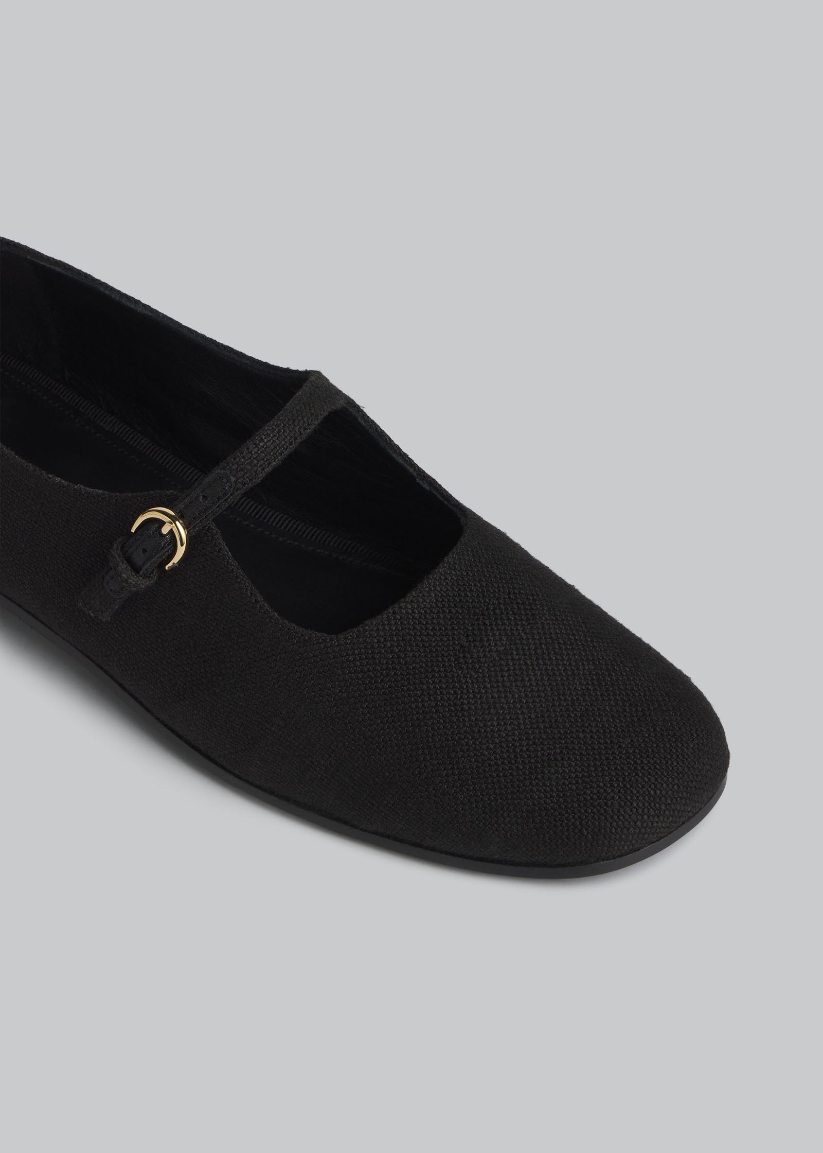 Square Toe Mary Jane in Cotton Canvas - Black