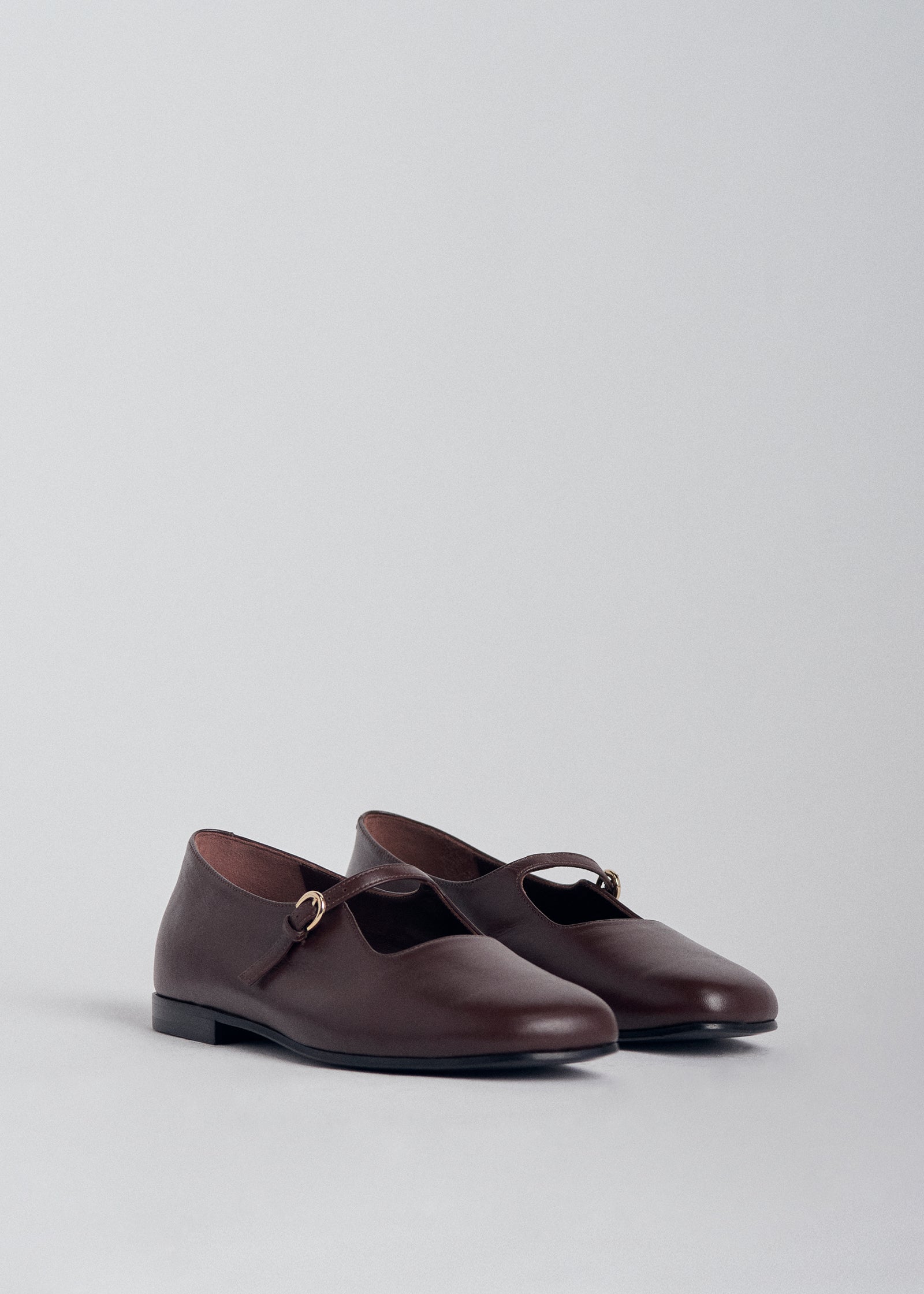 Square Toe Mary Jane in Leather - Brown - CO Collections