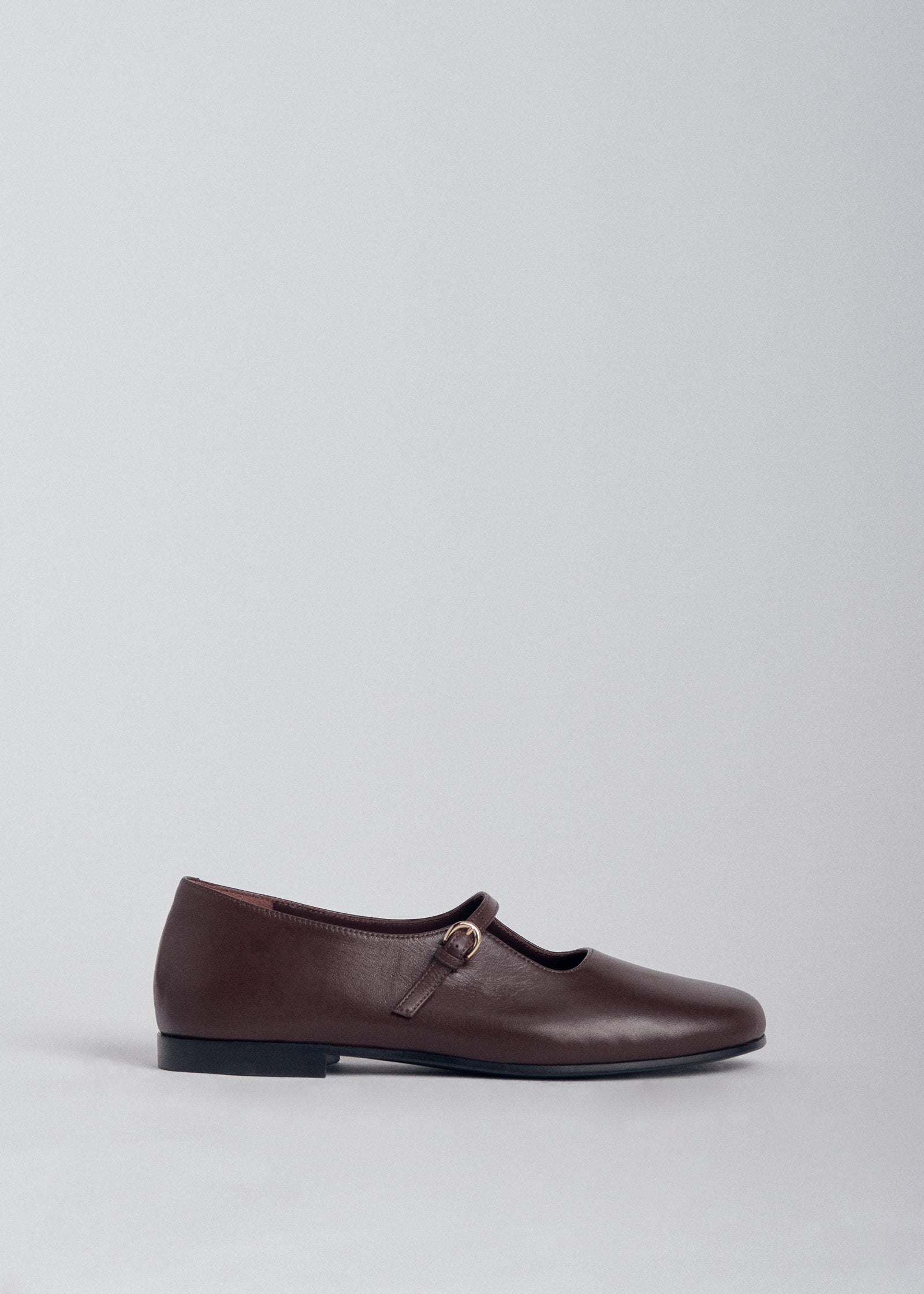 Square Toe Mary Jane in Leather - Brown - CO Collections
