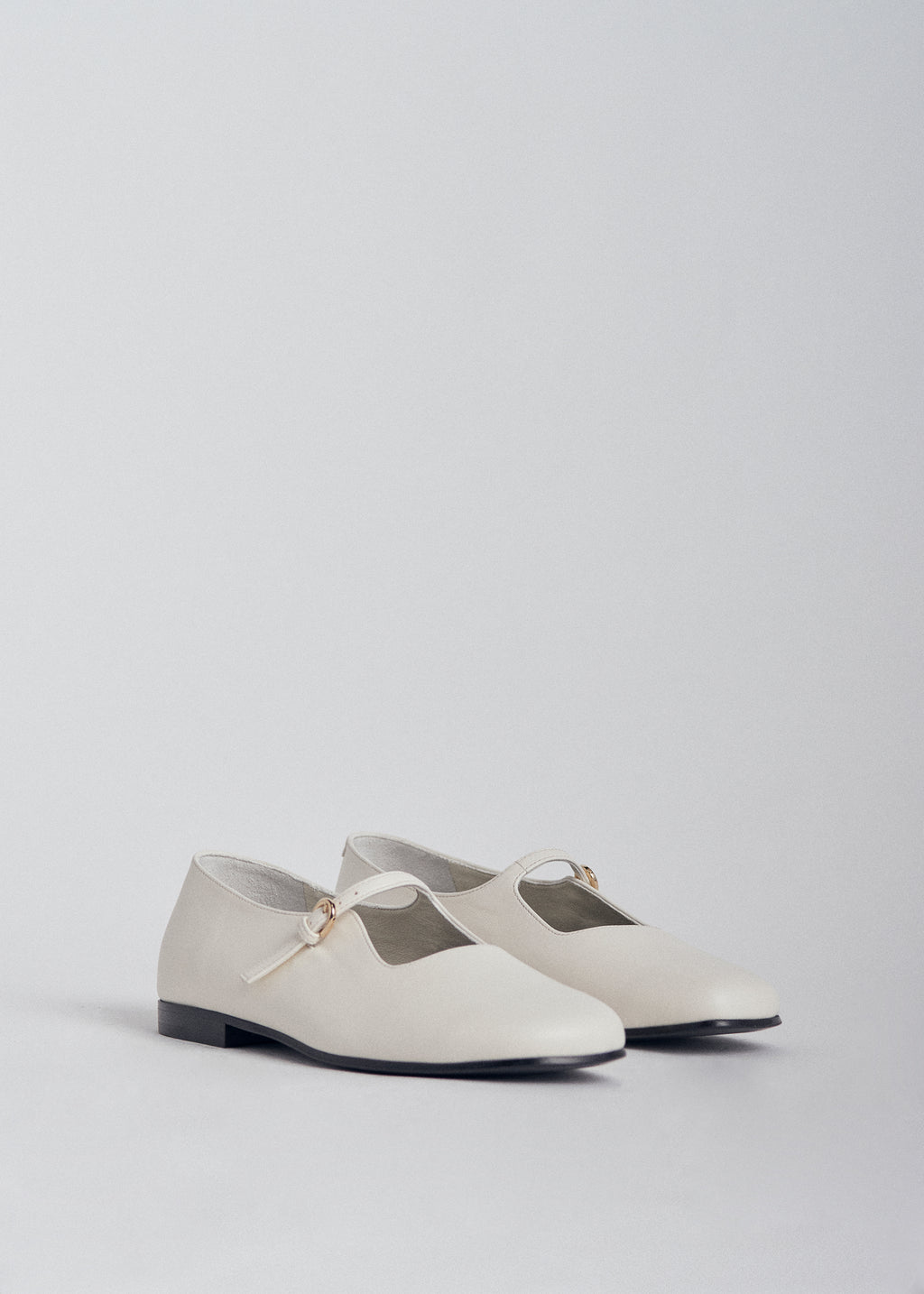 Square Toe Mary Jane in Leather - Ivory - CO