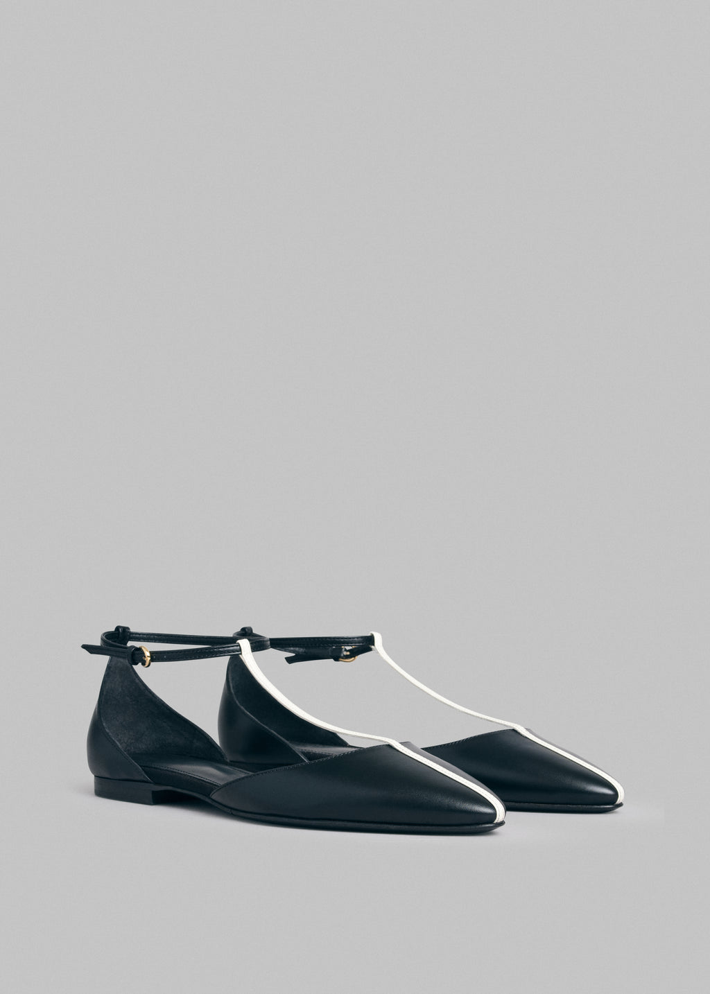 T-Strap D'Orsay Flat in Leather - Black - CO