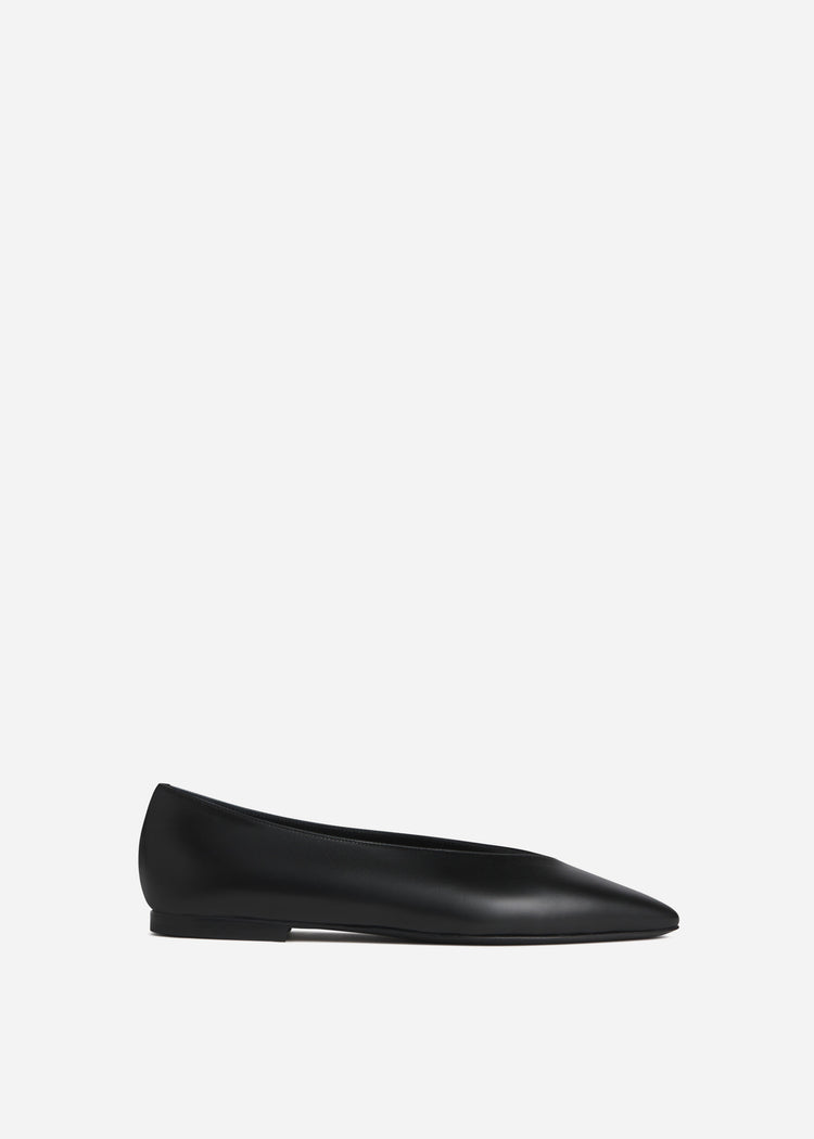 Pointed Ballerina Leather Flat in Black, image 1 of 5