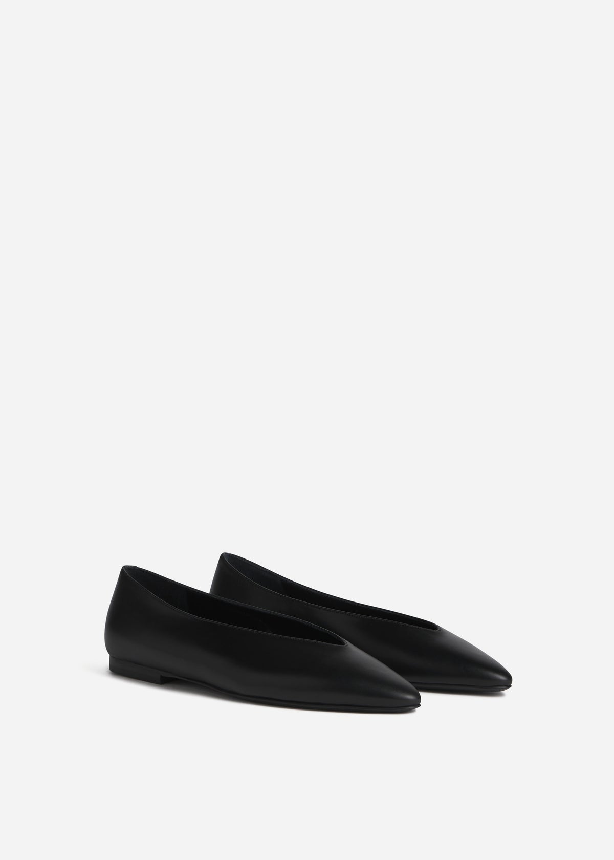 Pointed Ballerina Leather Flat in Black, image 2 of 5