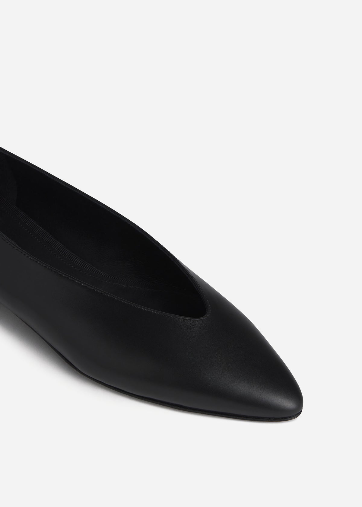 Pointed Ballerina Leather Flat in Black, image 3 of 5