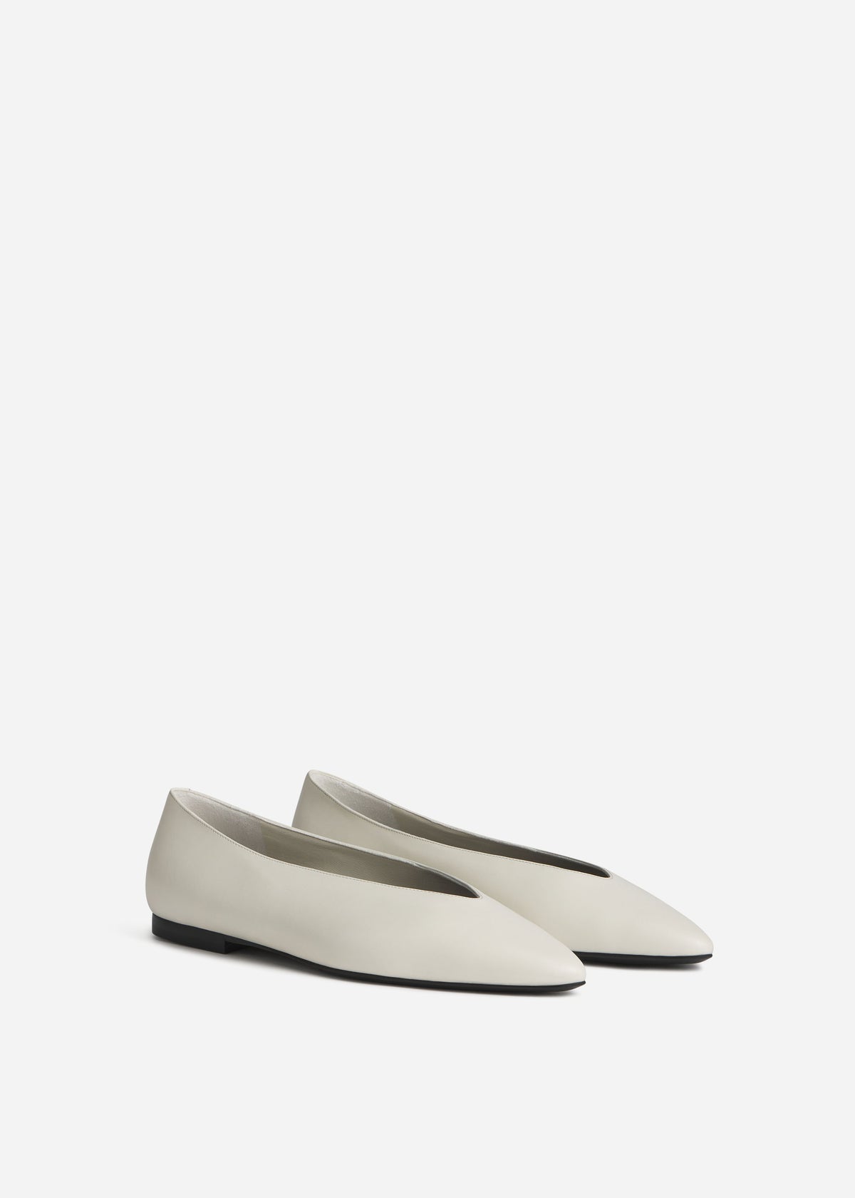 Pointed Ballerina Leather Flat in Ivory, image 2 of 5