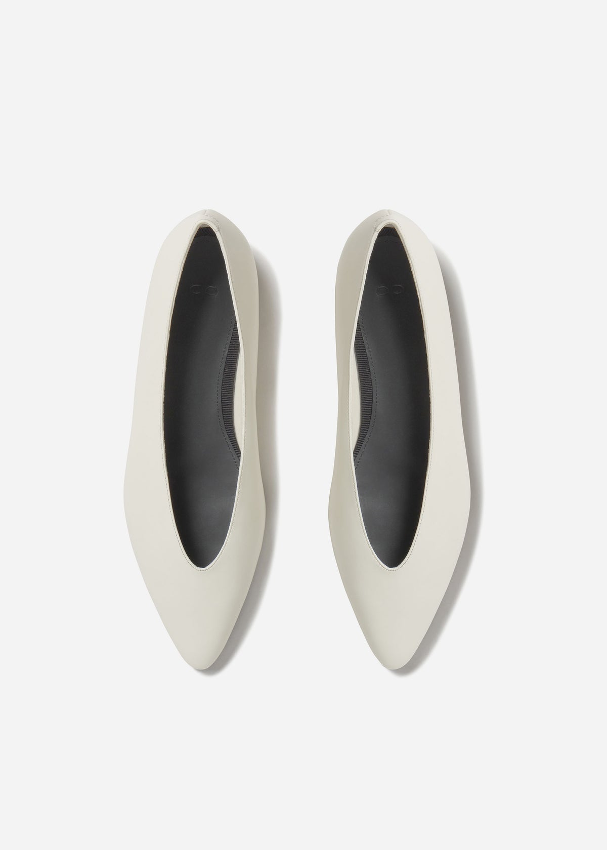 Pointed Ballerina Leather Flat in Ivory, image 4 of 5