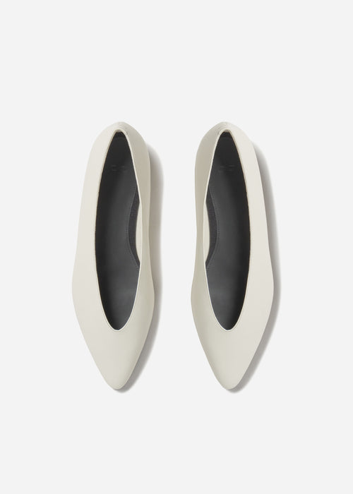 Pointed Ballerina Leather Flat in Ivory, image 4 of 5