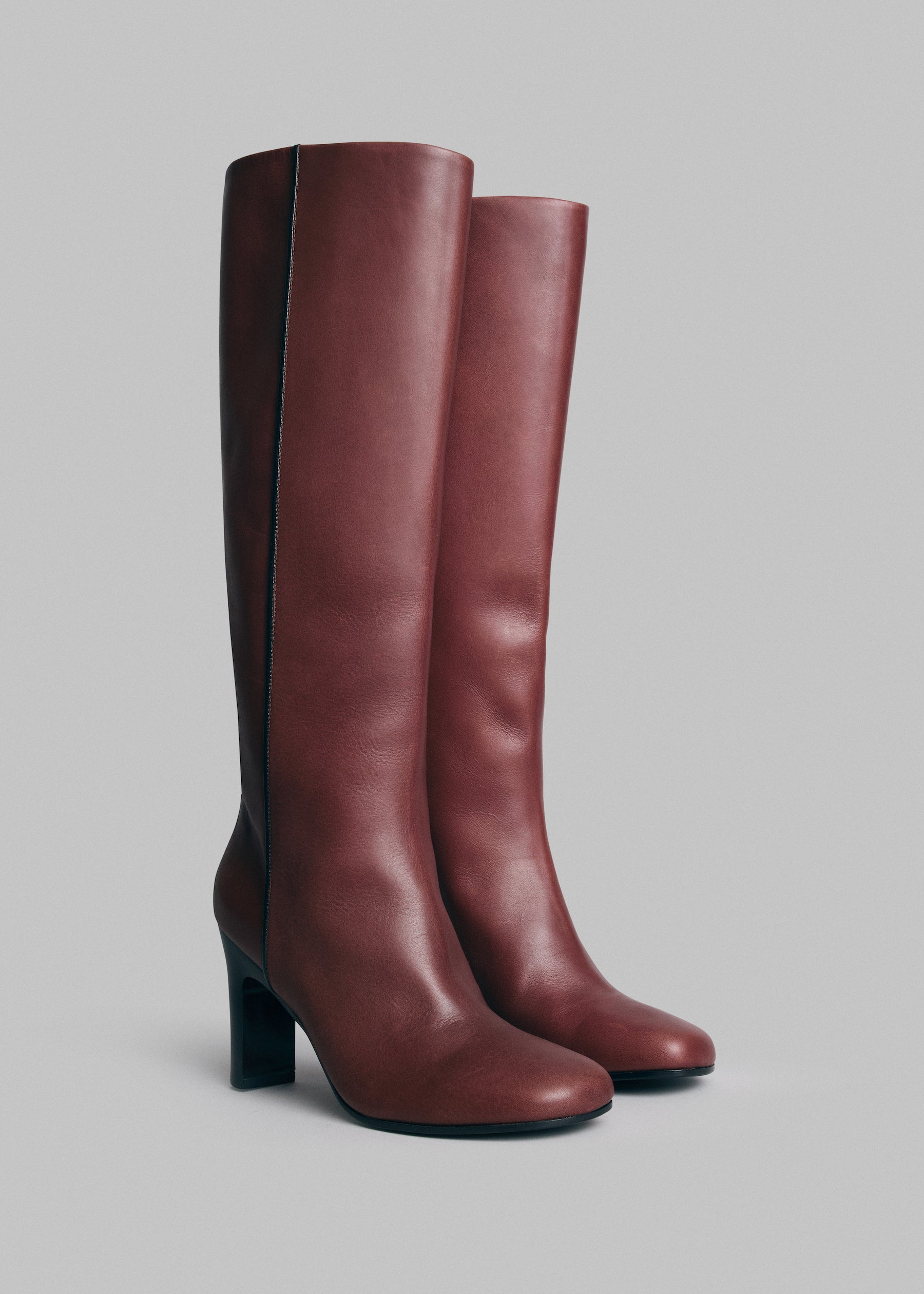 Pull Up Knee High Boot in Calfskin - Brown - CO Collections