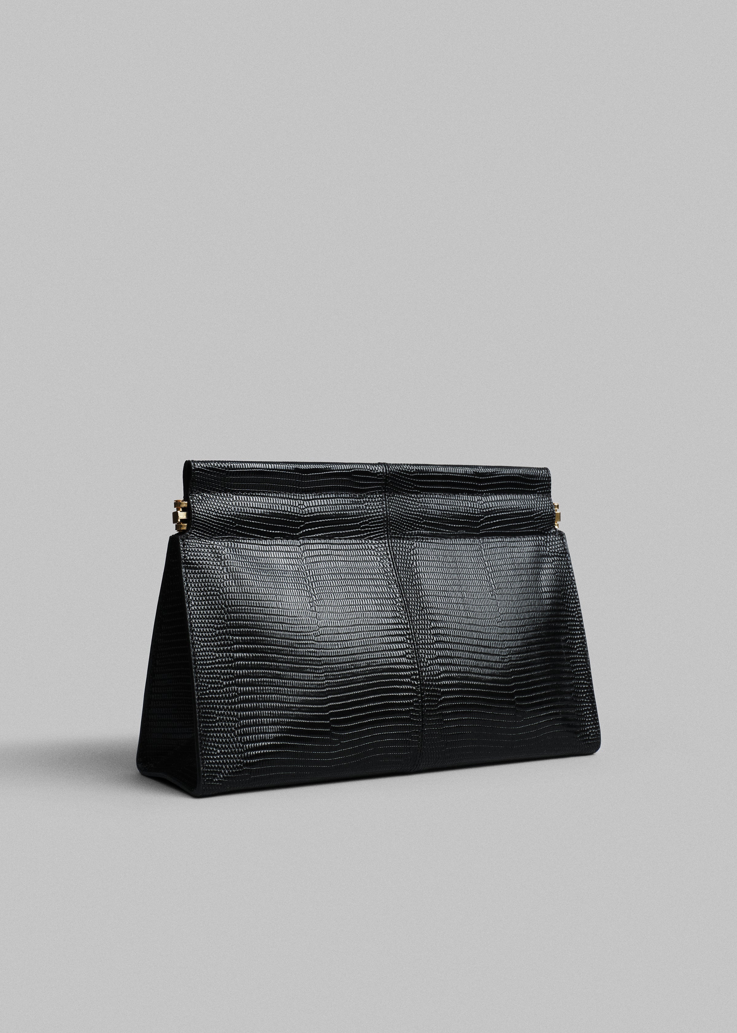 Small Leather Clutch  in Black - Black