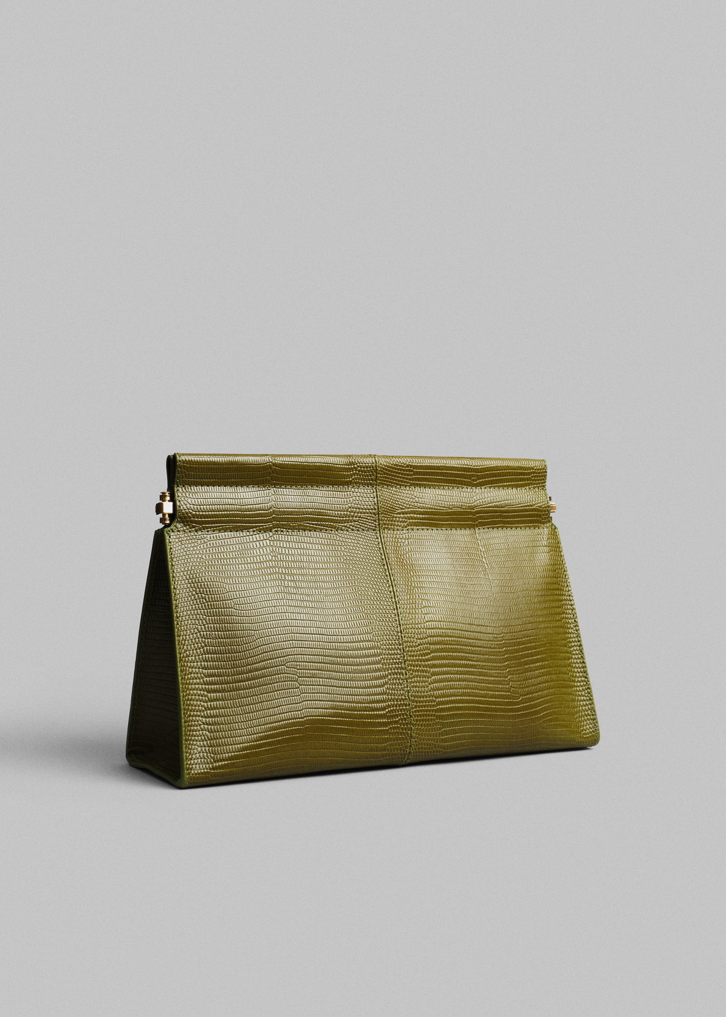 Small Leather Clutch in Olive - Olive