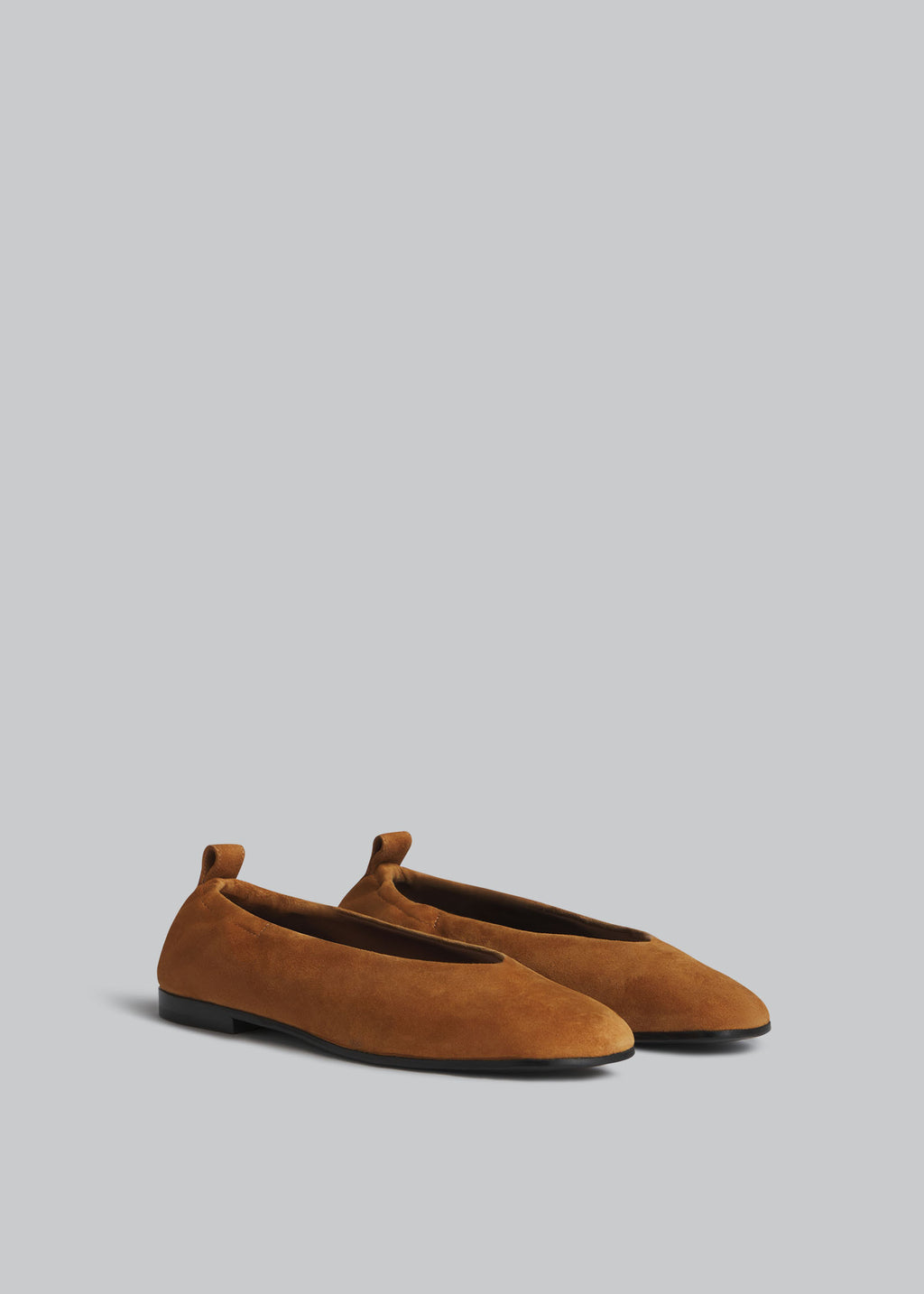 Ruched Square Toe Flat in Suede - Orange - CO