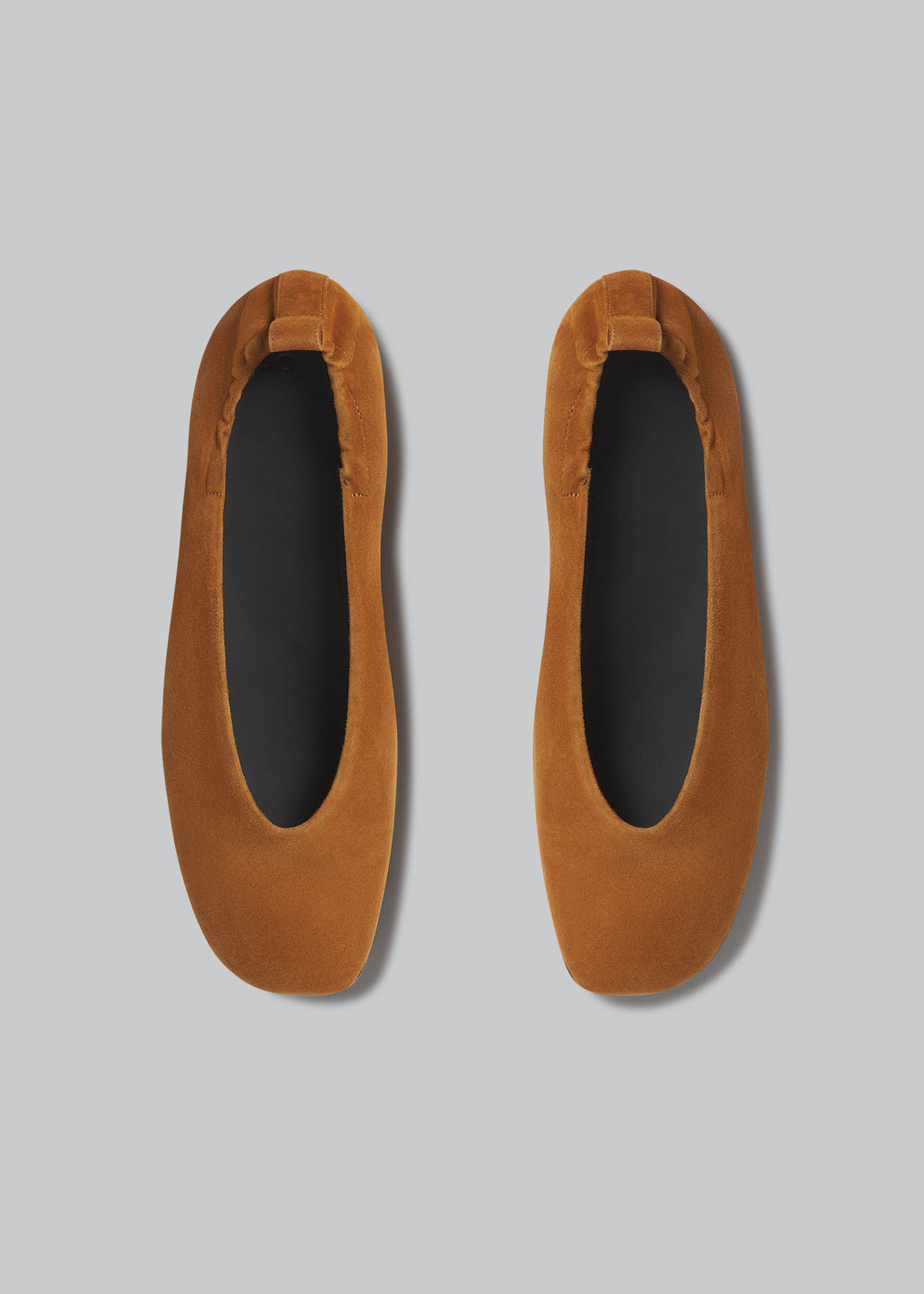 Ruched Square Toe Flat in Suede - Orange - CO