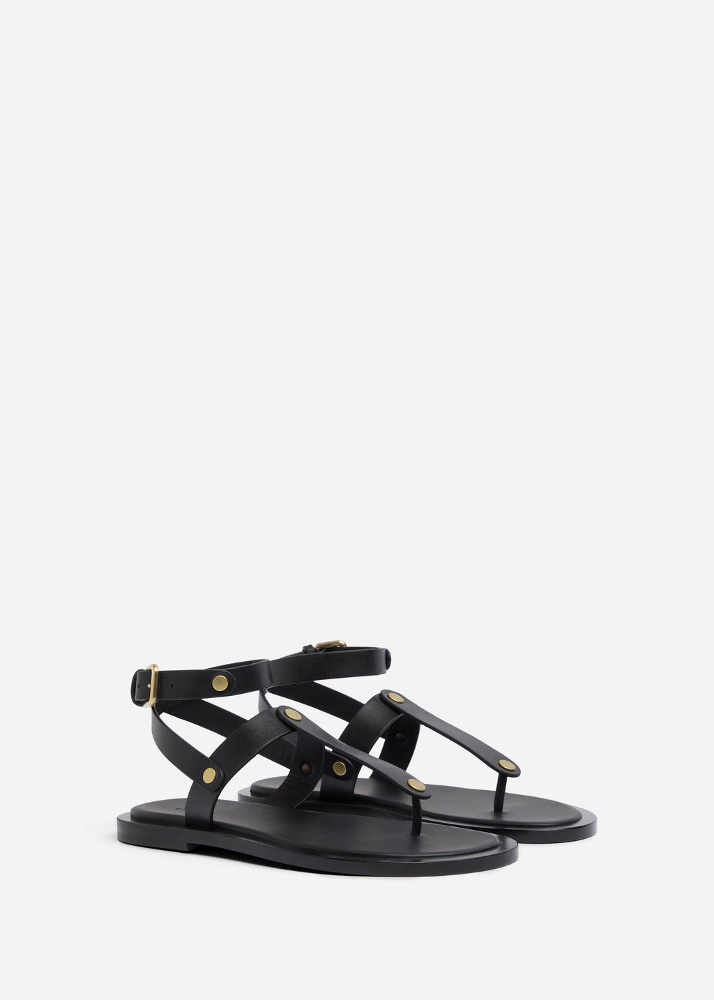 Ankle Wrap Sandal in Calf Skin Leather - Black - CO
