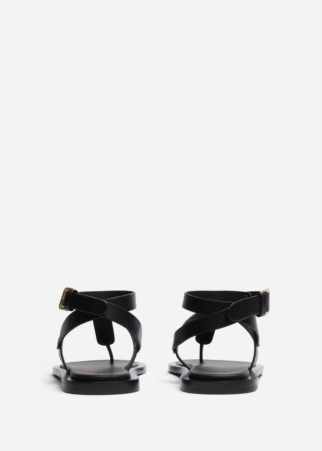 Ankle Wrap Sandal in Calf Skin Leather - Black - CO