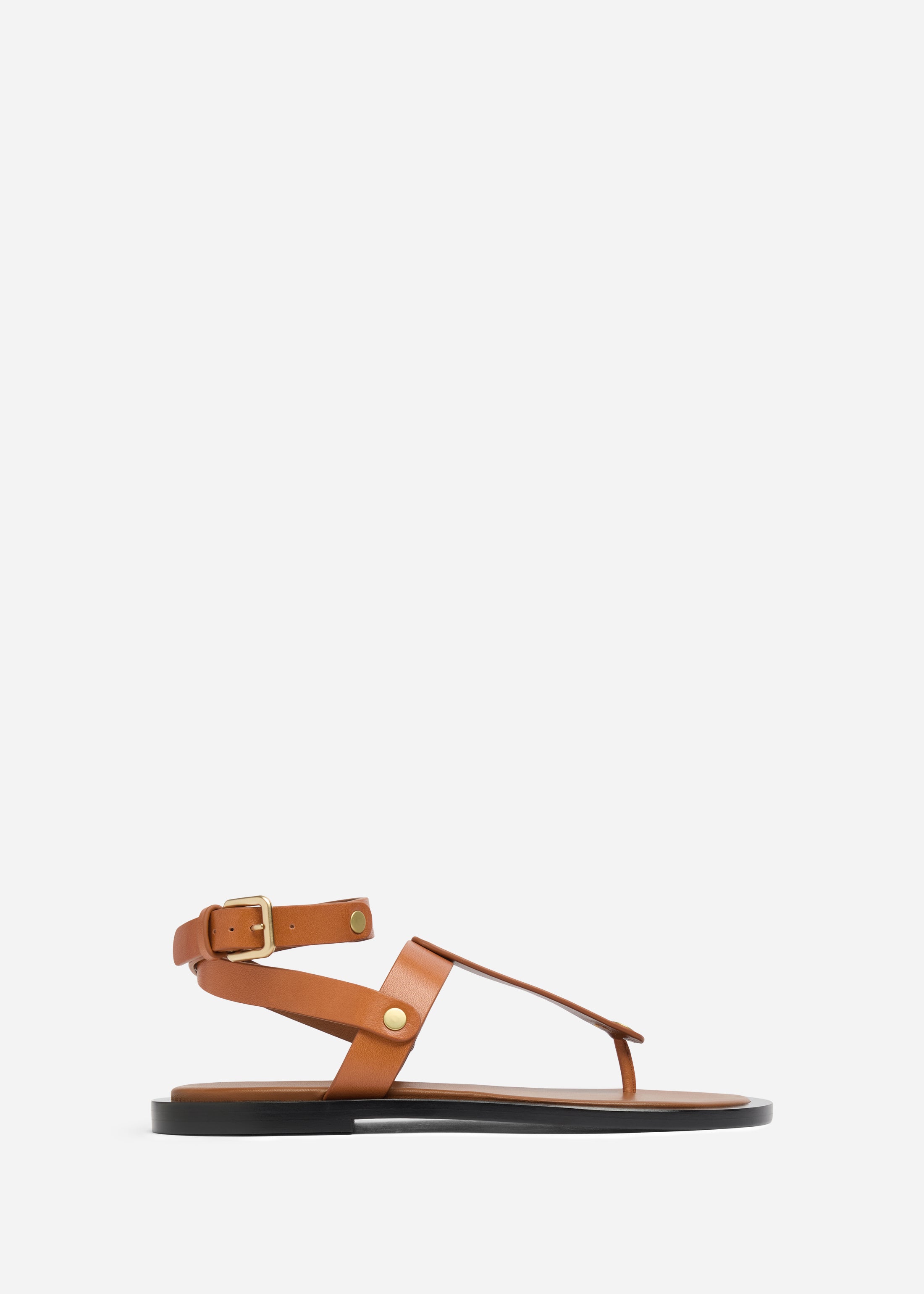 Ankle Wrap Sandal in Calf Skin Leather - Cognac