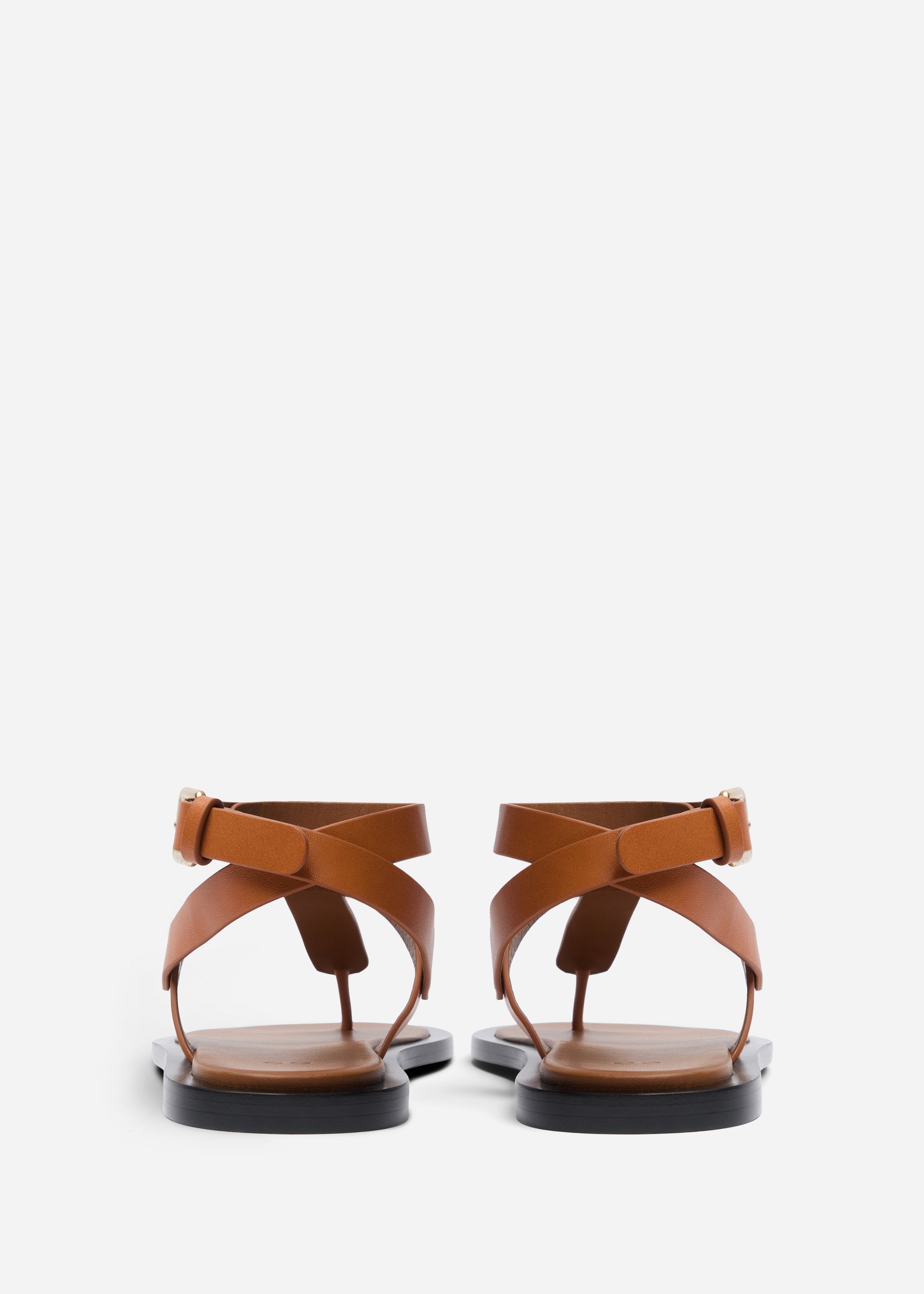 Ankle Wrap Sandal in Calf Skin Leather - Cognac