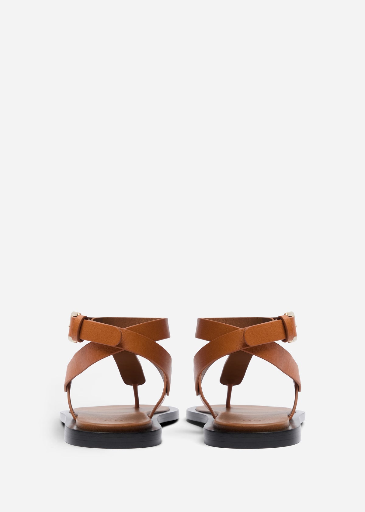 Ankle Wrap Sandal in Calf Skin Leather - Cognac, image 3 of 5