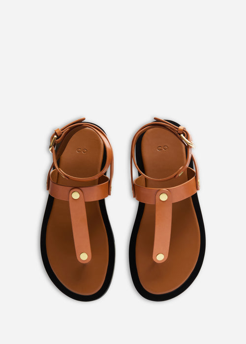 Ankle Wrap Sandal in Calf Skin Leather - Cognac, image 4 of 5