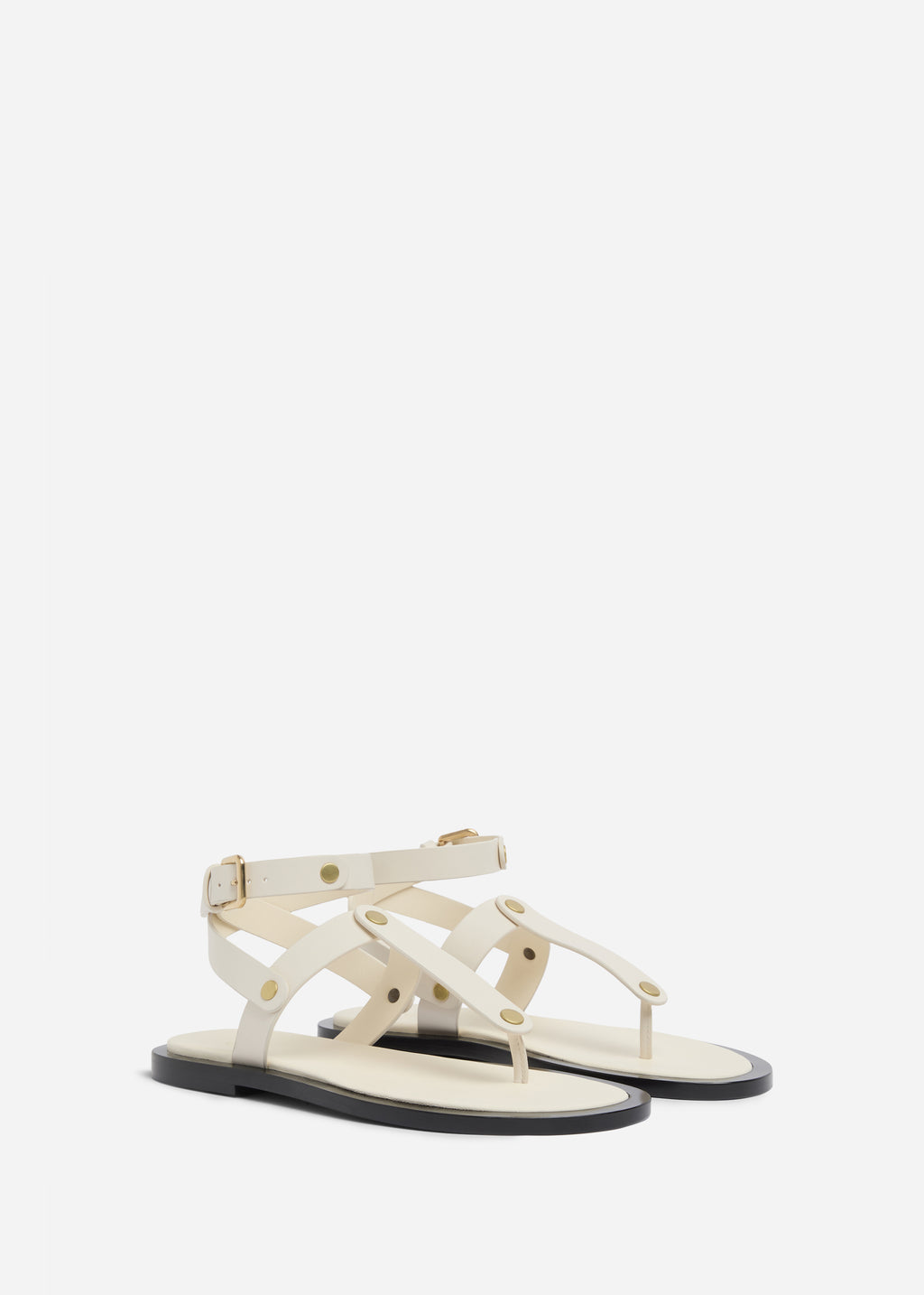 Ankle Wrap Sandal in Calf Skin Leather - White - CO