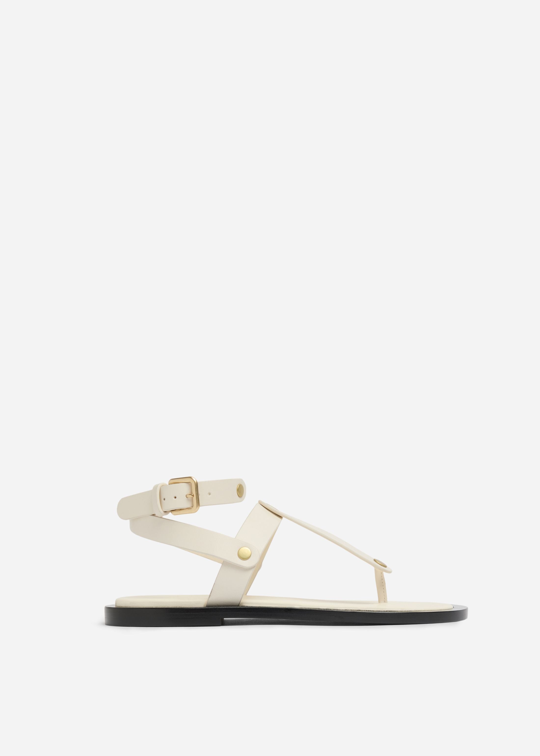 Ankle Wrap Sandal in Calf Skin Leather - White