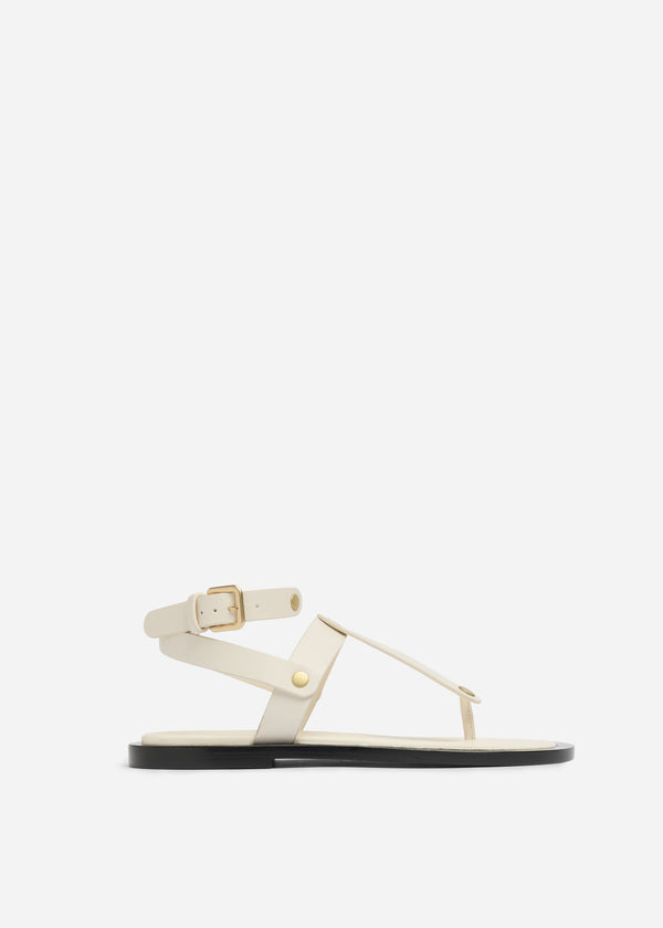 Ankle Wrap Sandal in Calf Skin Leather - White - CO