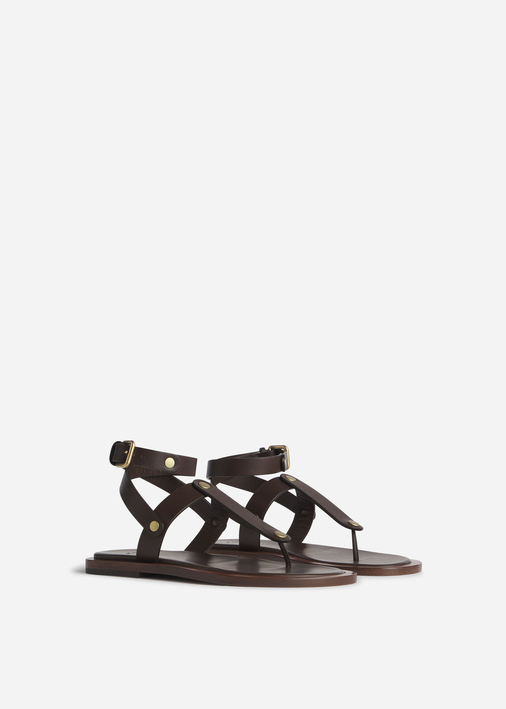 Ankle Wrap Sandal in Calfskin Leather - Chocolate - CO